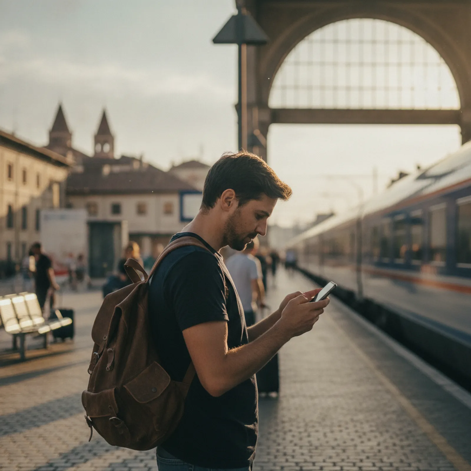 Reisende bleibt in Europa mit einer eSIM Europa Reise-eSIM verbunden